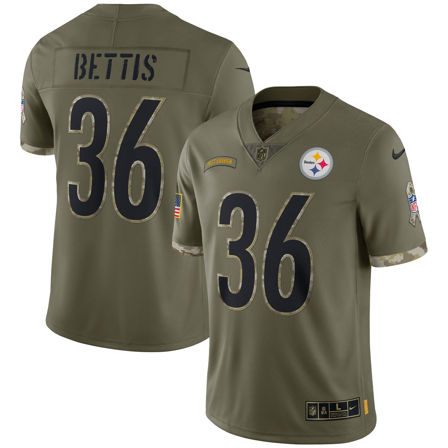 Jerome Bettis Pittsburgh Steelers 2022 Salute To Service Retired Player Limited Jersey - Olive