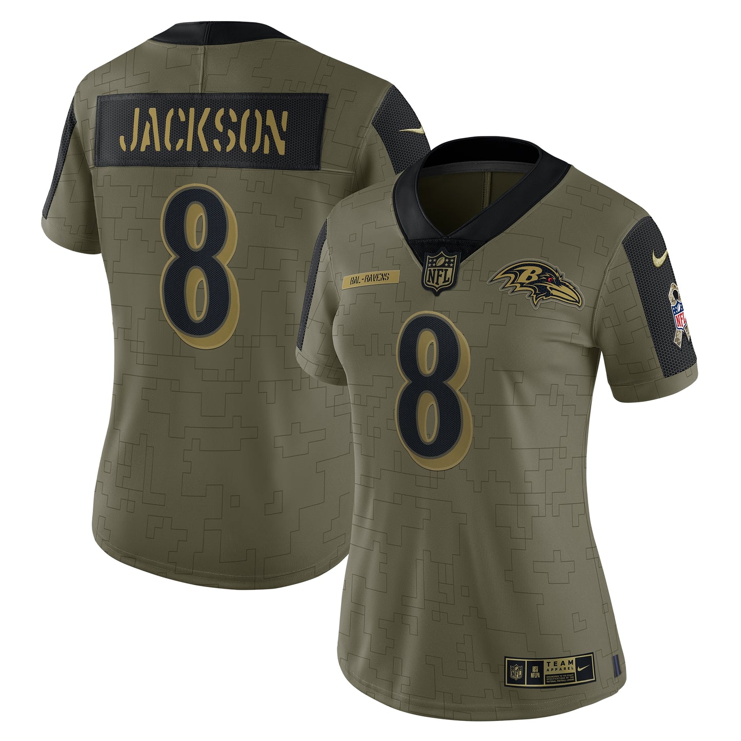 Lamar Jackson Baltimore Ravens Nike Women's 2021 Salute To Service Limited Player Jersey - Olive