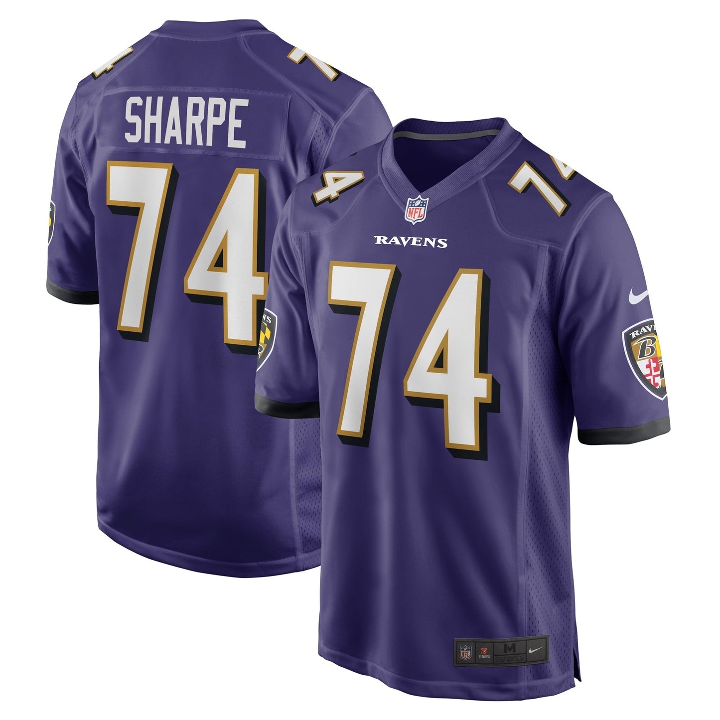 Men's Nike David Sharpe Purple Baltimore Ravens Game Player Jersey