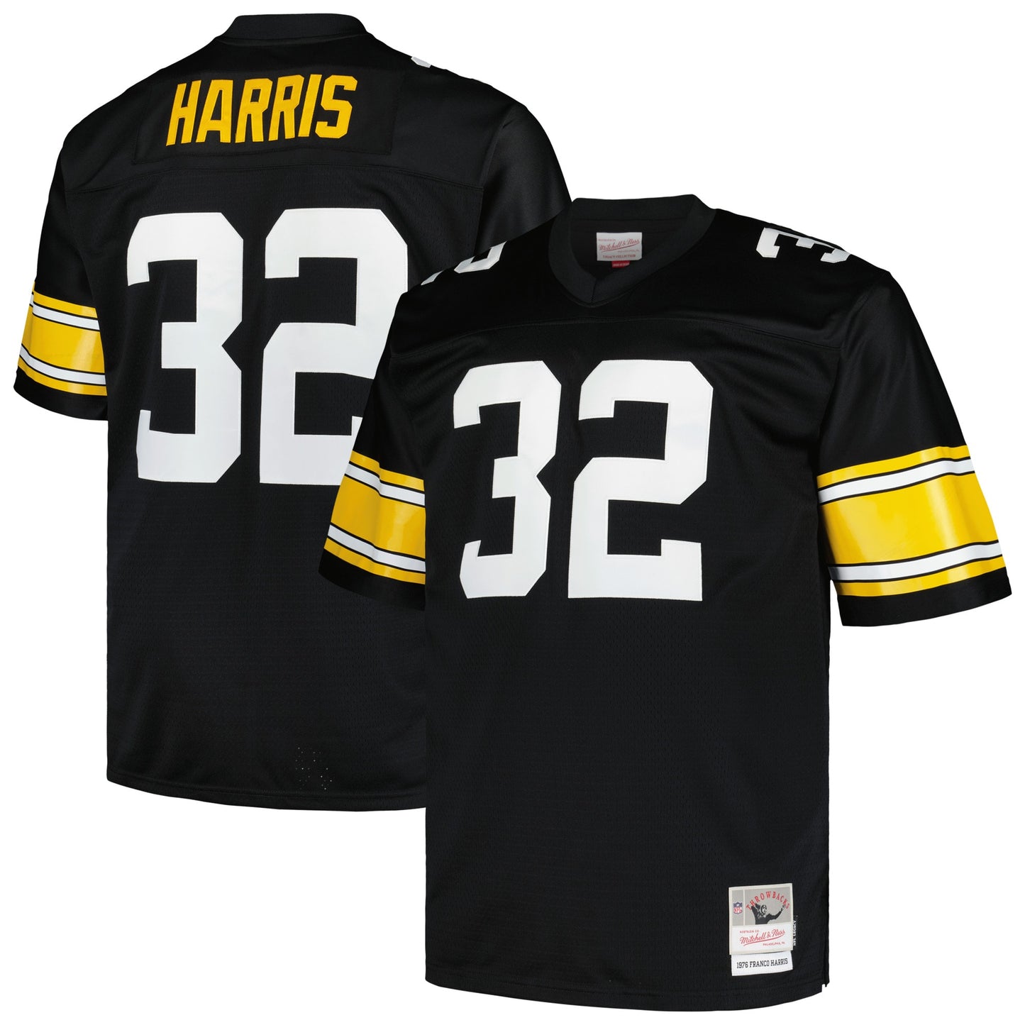 Franco Harris Pittsburgh Steelers Mitchell & Ness Big & Tall 1976 Legacy Retired Player Jersey - Black