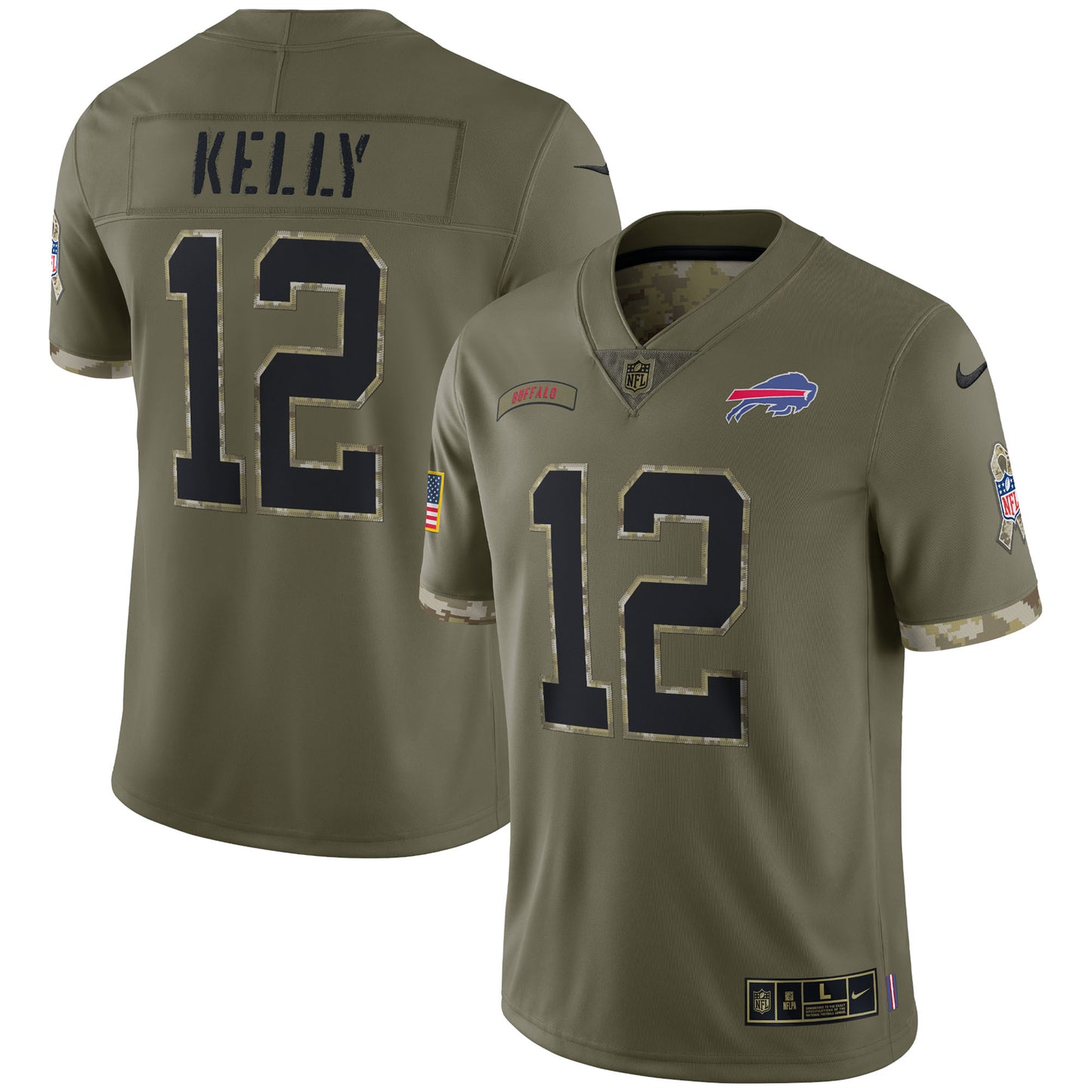 Jim Kelly Buffalo Bills 2022 Salute To Service Retired Player Limited Jersey - Olive